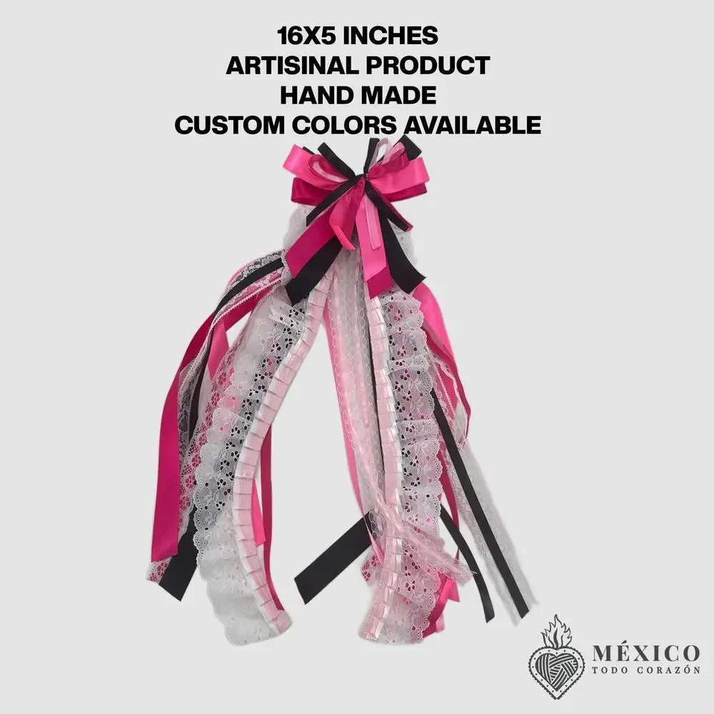 Mexican hair clip tri color lace and ribbon custom colors available